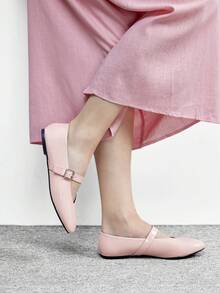 CUCCOO BIZCHIC Giày bệt Mary Jane thời trang nữ, đa năng, thoải mái, thích hợp cho dịp Giáng sinh - Màu Hồng baby - Xem 4