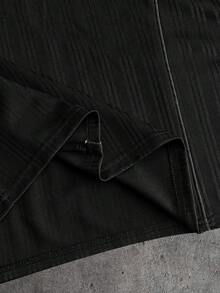 AXEPEAK Men's Casual Letter Print Short Sleeve Polo Shirt, Summer - Black - View 5