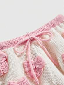 ROMWE Kawaii Quần short nữ gợi cảm dễ thương họa tiết bí ngô với nơ trang trí và màu sắc tương phản, quần short siêu cạp thấp kiểu áo len. - Màu be - Xem 4