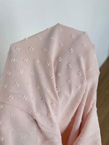 Snug Reverie Textured Jacquard Pom Pom Contrast Color Lace Patchwork V-Neck Ruffle Sleeve Single-Breasted Long Nightgown - Baby Pink - View 7