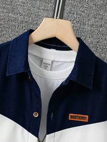 SHEIN Mirajuku 男童撞色短袖纽扣休闲夏季衬衫 - 彩色 - 查看 3