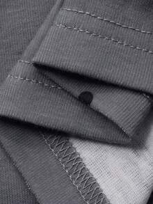 DAZY 女士波点印花撞色蕾丝荷叶边短袖上衣长裤睡衣套装，春夏秋季 - 灰色 - 查看 7