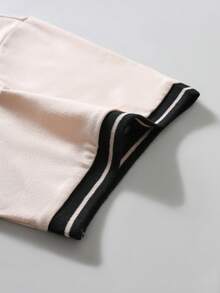 Manfinity Homme 男士条纹圆领短袖休闲百搭T恤，男士复古风，适合日常休闲、周末旅行、户外活动、探险旅行、轻松的工作环境或半正式场合，可作为男友/丈夫礼物、周年纪念/生日礼物、派对、夏季假期、婚礼、春夏、复活节等场合穿着。男士时尚撞色圆领Polo衫短袖休闲修身款，男士T恤，男士夏季服装，男士背心，男士时尚设计师T恤 - 彩色 - 查看 5