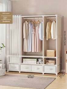 Practical And Elegant Bedroom Wardrobe, Floor Standing Clothes Rack, Sturdy Hanging Garment Rack, Luxury High Capacity Wardrobe, Easy Assembly Clothes Storage Cabinet, Apparel, Pants, Quilt Storage, Multiple Sizes And Styles Available, Large Capacity And Easy Assembly - Multicolor - View 3