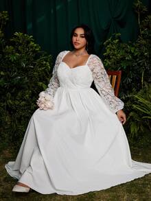 Roveilla Spring, Summer Elegant Vacation French Retro Diamond Chiffon Mesh Embroidery Texture Puff Sleeve V-Neck Waist Cinched Slim Fit Princess Dress, Spring/Summer Women Outfit, Wedding Guest - White - View 5