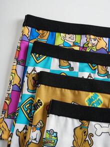SCOOBY-DOO X SHEIN 4pcs/Pack Tween Boys' Cartoon Pattern Cute & Comfortable Boxer Briefs - Multicolor - View 7