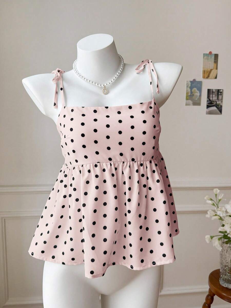 Comfortcana 浅粉色波点编织吊带背心（女款） - 淺粉色 - 查看 1