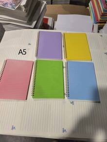 1本简约PP封面学生笔记本，马卡龙色横线内页，线圈装订方便翻页，适合学生文具和办公用品。 - 彩色 - 查看 2