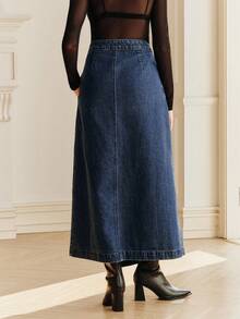 Anewsta 女士优雅浪漫派对度假A字牛仔裙，春夏款 - 藍色 - 查看 6