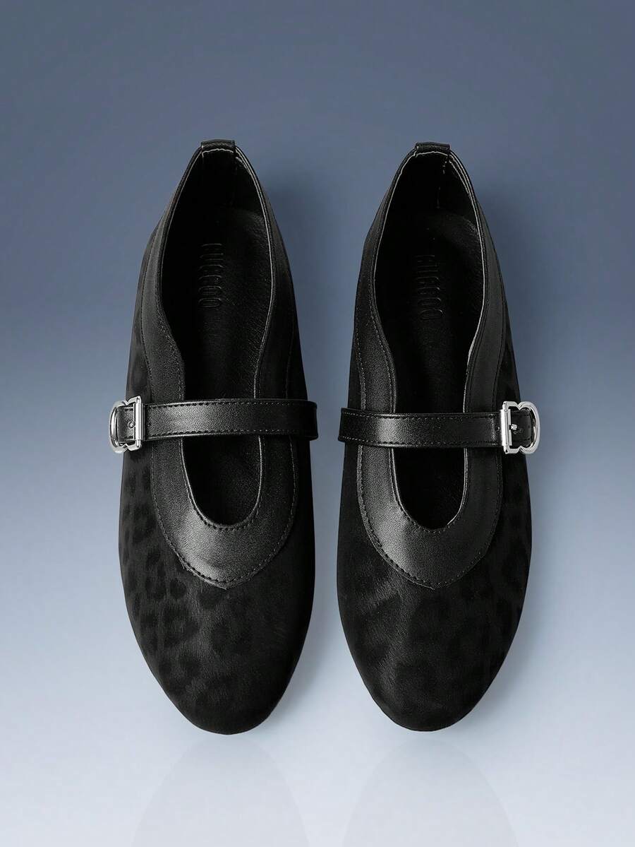 CUCCOO GRLICON Sandalias planas casuales y de moda con diseño de hebilla para mujer - Negro - Ver 1