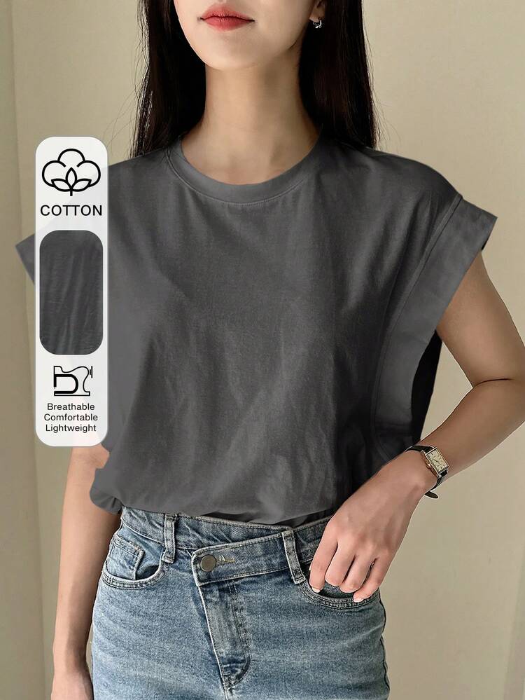 Women's Round Neck Batwing Short Sleeve T-Shirt
