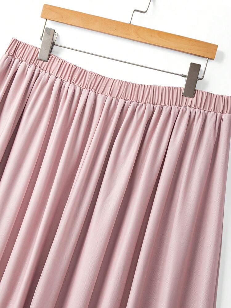 GlowEve CURVE Falda acampanada con estampado floral para mujer talla grande, elegante y minimalista de estilo francés, enérgica y romántica - Rosa - Añade 3