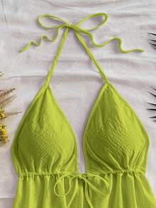 Soleia Áo hai dây nữ kiểu dáng thường ngày, buộc dây sau lưng, hở lưng, thích hợp cho mùa hè. - màu xanh lá - Xem 4