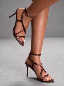 CUCCOO SZL Women's Pointed Toe Buckle Design Fashion High Heel Sandals For Daily Wear Summer - Coffee Brown - View 3