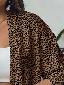 SHEIN VCAY 休闲复古豹纹宽松大码两件套，适合夏季穿着 - 彩色 - 查看 7