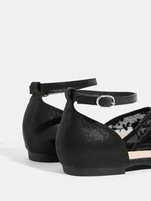 CUCCOO TILAWA 2026春秋新款女式花卉刺绣装饰平底鞋，优雅尖头芭蕾舞鞋，舒适百搭夏季透气镂空网面凉鞋，时尚户外平底鞋，适合派对、婚礼、宴会等场合，情人节礼物 - 黑色 - 查看 5