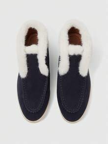 Sleekvia Women's Plush Lining Casual Versatile Flat Shoes - Navy Blue - View 10