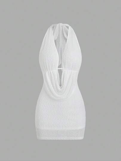 Sweetra 女士白色露背迷你连衣裙，针织纹理镂空修身款，夏季Y2K优雅度假派对连衣裙，夏季连衣裙，优雅派对连衣裙，女士沙滩连衣裙，婚礼宾客连衣裙，外出装扮，优雅连衣裙，女士度假连衣裙，女士休闲连衣裙，女士正式连衣裙