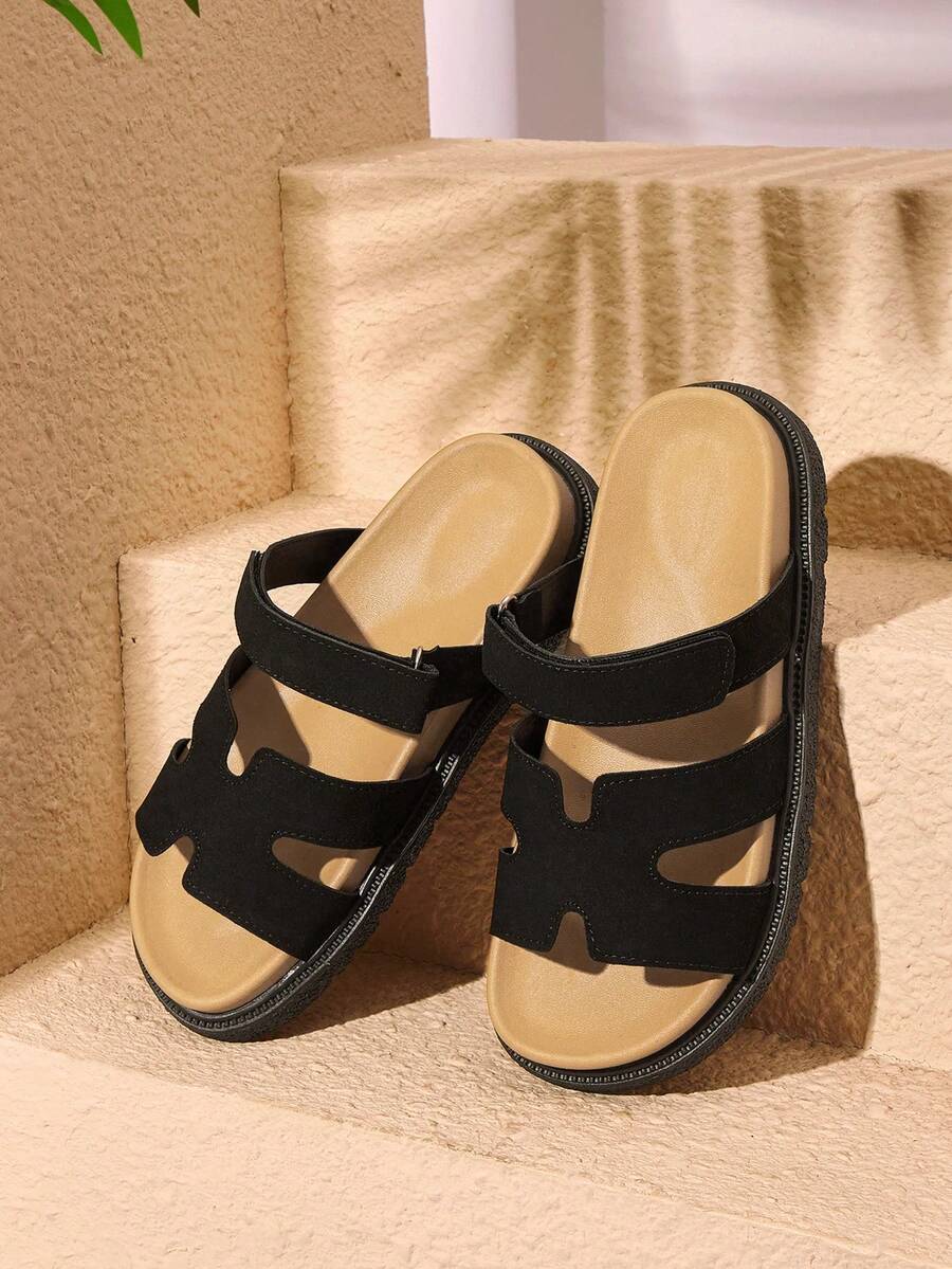 HighSole Women's Thick-Soled Sandals, New Thick-Soled Sandals, Black Roman Style Sandals, Non-Slip Multi-Functional Fashion Sandals, Summer Casual Beach Sandals - Black - View 1