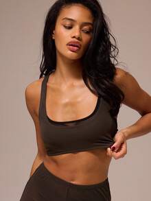 MUSERA ESSENTIALS Fitted High Waist Sheer Mesh Split Hem Leggings Winter Spring Night Out Sexy Cute Mesh Essential - Army Green - View 6