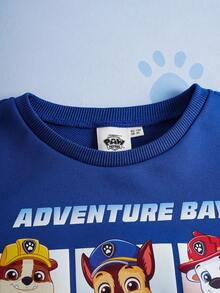 SHEIN | PAW Patrol 2pcs/Set Boys' Letter & Cartoon Graphic Crew Neck Long Sleeve Sweatshirt And Elastic Waist Sweatpants Set - Blue - View 4