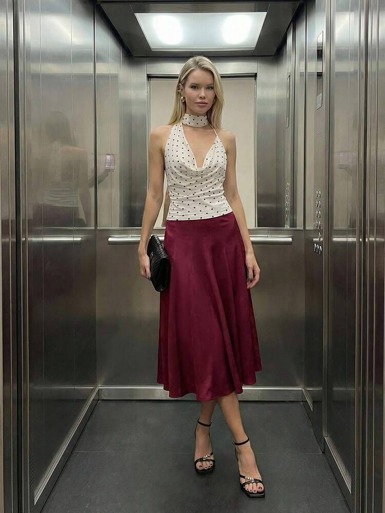 SHEIN Maija Lila A-Linien Rock, eleganter urbaner Stil