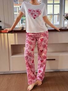 Dream Adore 两件套爱心印花女童短袖睡衣套装 - 彩色 - 查看 6