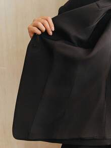 Anewsta Urban Chic Slit Sleeve Cinched Waist Waist Long Sleeve Women Blazer Jacket - Black - View 8