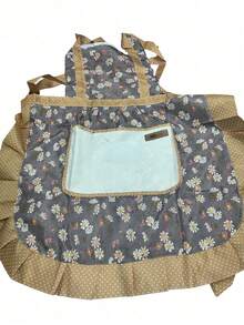 1/2pcs Small Floral Shoulder Strap Apron Oil-Resistant And Stain-Resistant Princess Dress - Pink - View 11