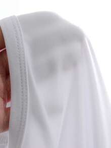 DAZY 白色宽松休闲时尚度假棉混纺短袖T恤，女士，春夏款 - 白色 - 查看 10