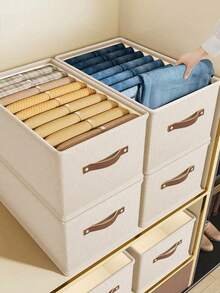 Storage Box, Clothing Storage Container, Household Garment Organizer, Drawer-Style Storage Bin, Large Capacity, Thick-Walled. - Beige - View 2
