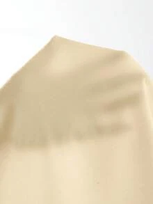 Firerie Nuevo conjunto de lino de verano/primavera elegante de color albaricoque con camiseta sin espalda con cintura fruncida y dobladillo asimétrico y pantalones largos de cintura alta de 2 piezas - Amarillo claro - Ver 8