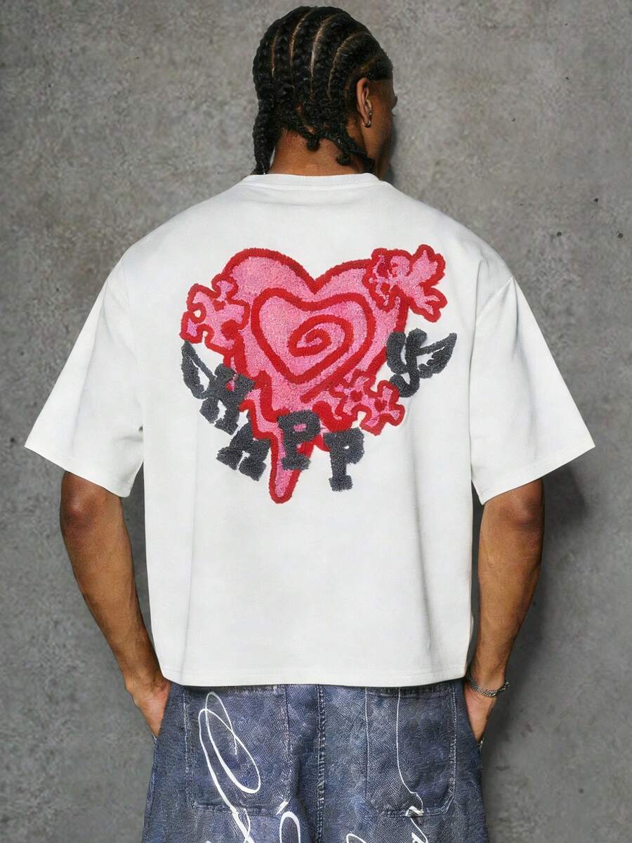 PAVTROS 男士印花时尚圆领白色短袖T恤 - 白色 - 查看 1