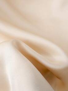 Franclia Women's French-Style Exquisite Elegance, Champagne-Colored Woven Fabric, High-Quality Satin Satin Material, Cowl Neck Short Sleeves, Pleated Waist Design, A-Line Skirt For Romantic Dates, Or For Work Commutes. Women's Tops, Women's Skirts, Elegant Women's Tops, Elegant Women's Two-Piece Sets, Women's Summer Two-Piece Sets, Summer Tops, Summer Skirts, New Summer Women's Two-Piece Sets.Graduation Season Attire, Fashionable Casual Commuter Wear, Business Office Wear, Versatile And Stylish Everyday Casual Wear, Urban Teacher's Professional Attire - Champagne - View 4