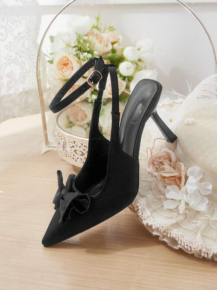 CUCCOO HITCHD Women's Elegant Pointed Toe High Heel Shoes With Layered Bow Ankle Wrap Design, Romantic And Sweet Wine Red Heels For Dates, Afternoon Tea, Work Spring Shoes Spring Break Easter Prom Heels For Christmas Valentine's Day Elegant Shoes