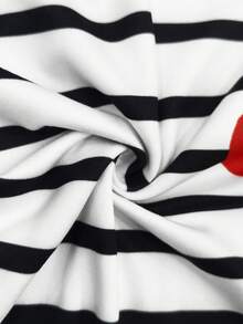 Resyla Women's Round Neck Striped Heart Print Casual Versatile Commuting Short Sleeve T-Shirt - Multicolor - View 3