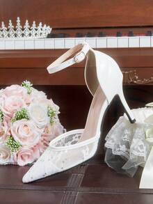 CUCCOO HITCHD Women Heeled Sandals Valentine's Day Elegant Shoes - White - View 1