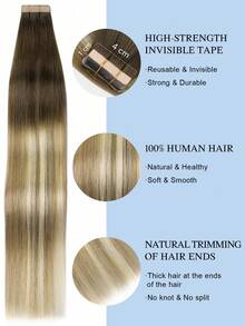 20PCS Straight Tape In Human Hair Extensions 100% Real Remy Human Hair 14-24inches Natural High Quality 50G/Pack For Salon Silky Seamless Invisible PU Tape In Hair Extensions Halloween Costumes - S3/8/613 - View 5