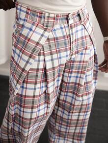 GALLERY FADE Men's Casual Plaid White Denim Jeans, Street Fashion