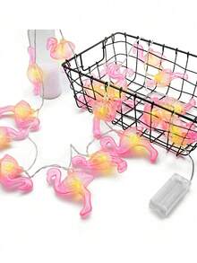 Pink Flamingo Lights, LED Flamingo String Lights Battery Operated Fairy Lights Outdoor Tropical Hawaiian Luau Party Wedding Birthday Decor,Christmas - Pink - View 8