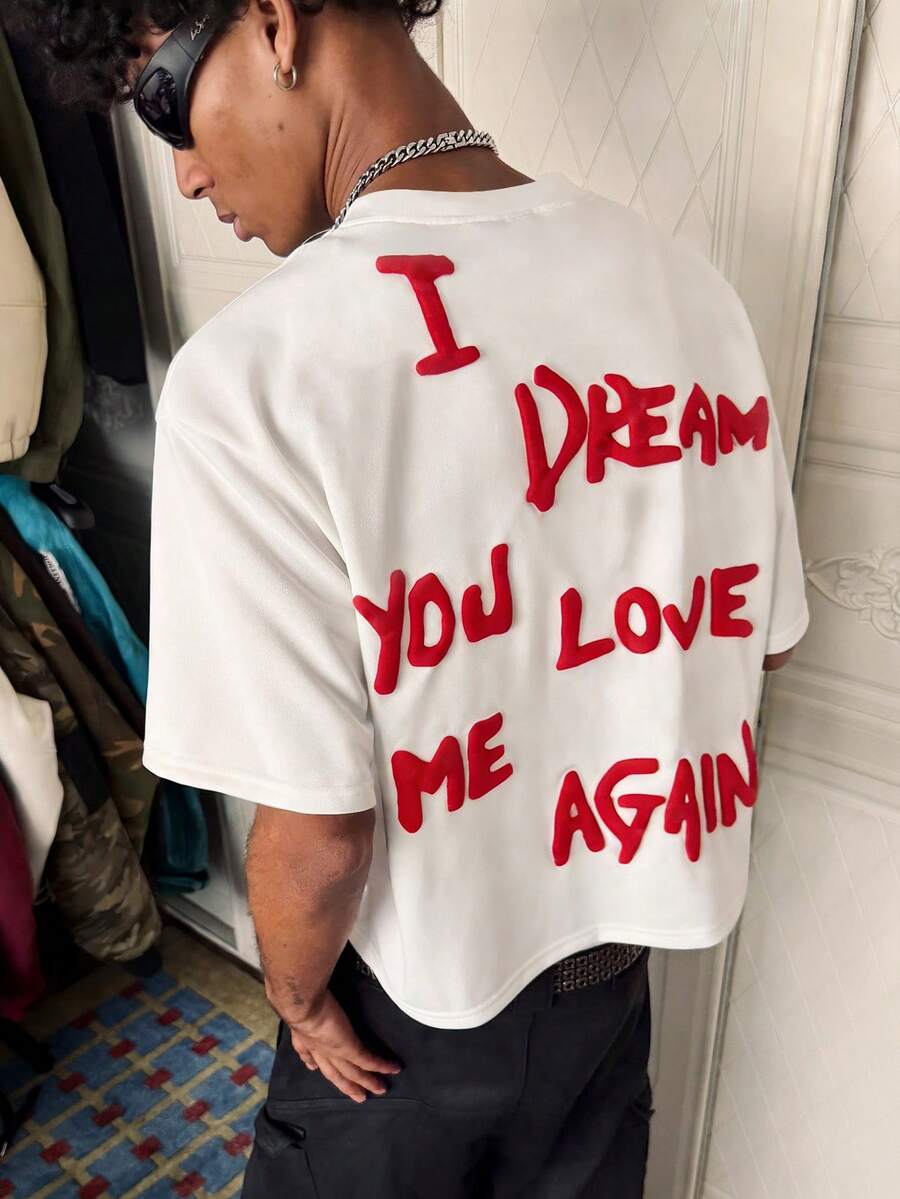 PAVTROS Men's Casual Slogan Print Short Sleeve T-Shirt, Summer - White - View 1