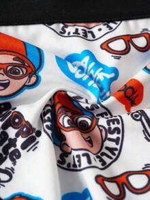 Blippi X SHEIN 男童全印花舒适三角裤 - 藍白色 - 查看 6