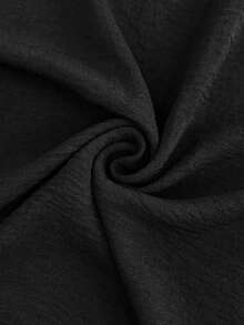 SHEIN Tall Women's Casual Loose Fit Wide Leg Pants, Crinkle Chiffon Fabric - Black - View 5