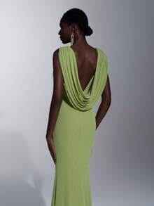 Elitara Đầm dạ hội thanh lịch, lãng mạn với cổ chữ V sâu, khóa kim loại, vạt đuôi cá, thích hợp cho các lễ hội, đám cưới, dạ tiệc, hòa nhạc, sự kiện kinh doanh, và các dịp dành cho người nổi tiếng trên mạng xã hội. - màu xanh lá - Xem 7