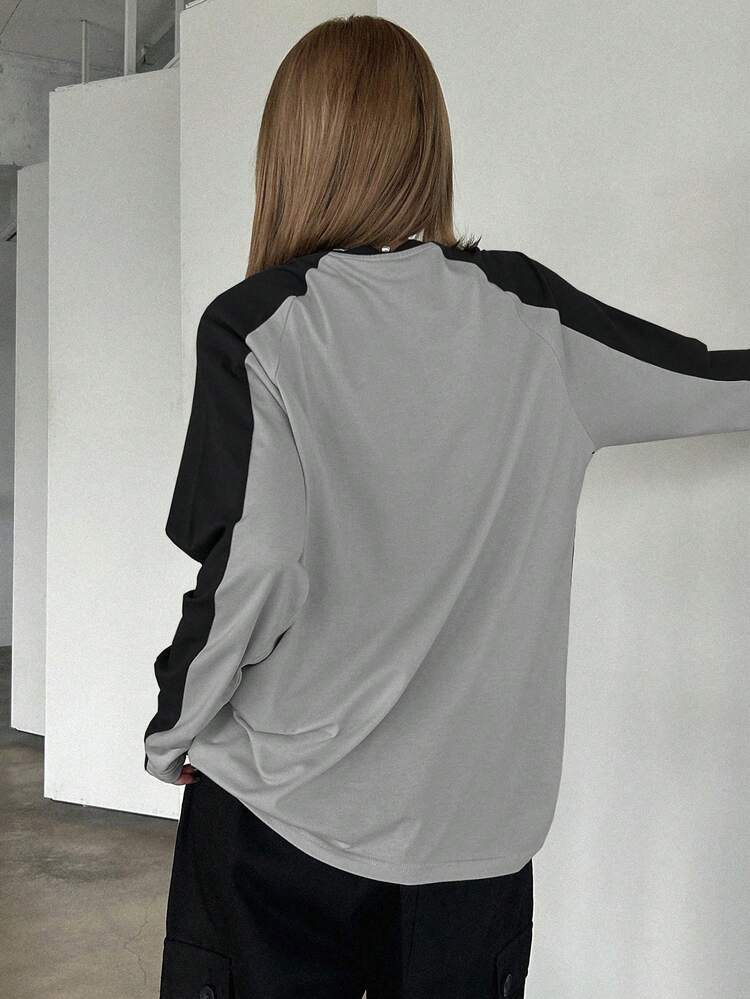 Spring Color-Block Long Sleeve T-Shirt,Fall Clothes