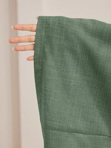 Veilorie Conjunto de 2 piezas de top elegante largo y pantalones de pierna ancha para mujer - Verde - Ver 8