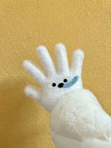 Joivida A Pair Of Winter Gloves, A Cute Snot Puppy, Simple Girl's Wool And Thickened Gloves, Cold-Proof Knitted Gloves, And Long Plush Warm Gloves, Suitable For Winter Commuting Warmth And Cold Protection, Valentine's Day - Multicolor - View 2