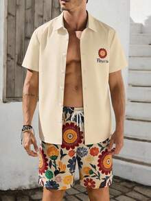 VIVINTIMO 男士印花度假风衬衫套装 - 彩色 - 查看 1