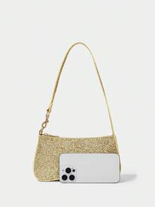 SHECARRY Women's Fashionable Elegant BLINGBLING Glitter Shoulder Bag - Gold - View 4