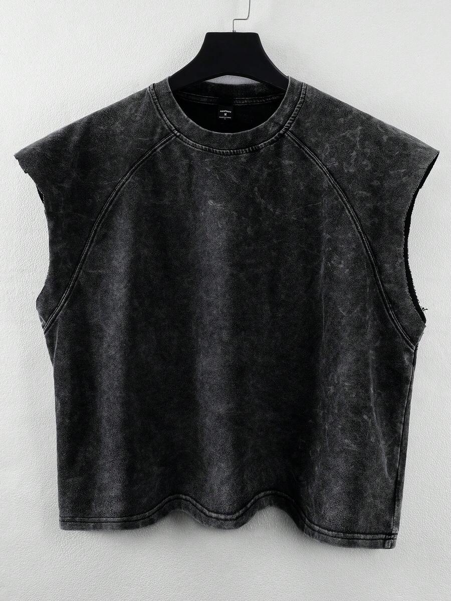 PAVTROS 男士夏季休闲水洗复古背心，巴西黄绿配色男士针织衫，春夏皆宜，夏季，度假，复古，外出，派对，节日，送给男友的礼物，街头风，运动 - 黑色 - 查看 1